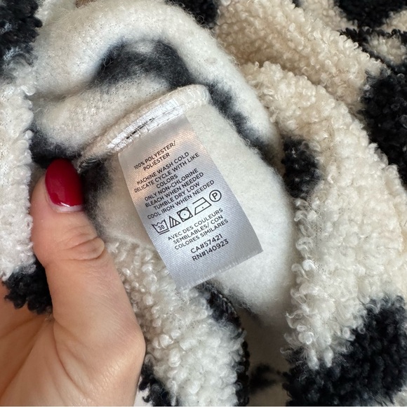 Loft Leopard Print Sherpa Snap Collar jacket size XS - Picture 6 of 7